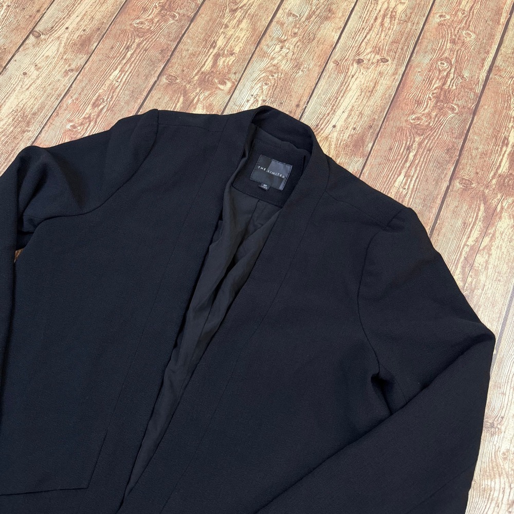 The Limited Open Front Blazer Womens Extra Small Black Asymmetrical Hem Stretch